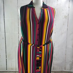 Torrid Multi Stripe Sleeveless Shirt Maxi Dress